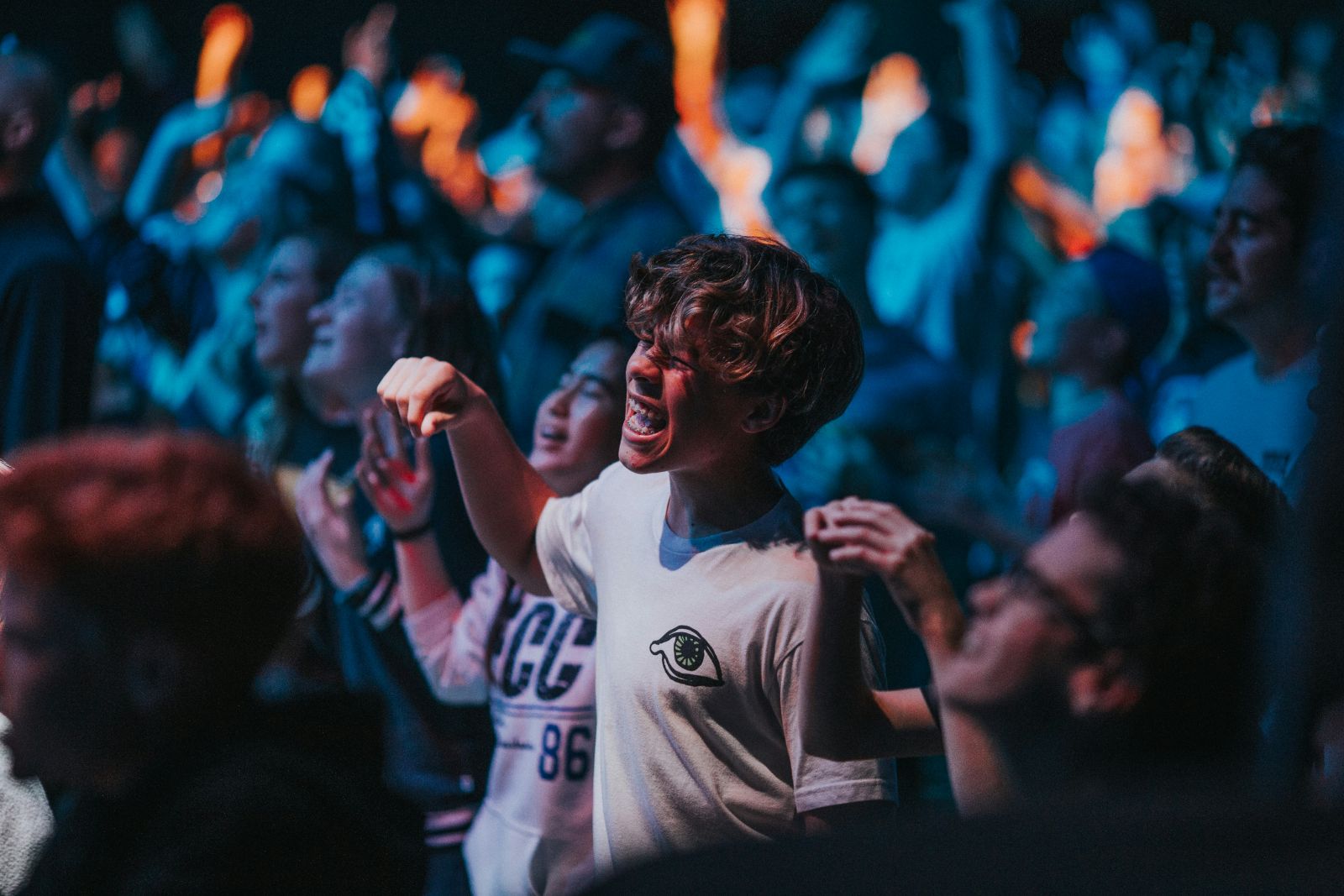 Youth worship crowd